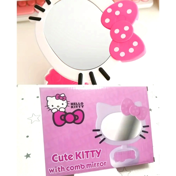 Limited Edition HELLO KITTY Deluxe 360°Swivel Rotating Vanity Mirror With Comb - Picture 3 of 13